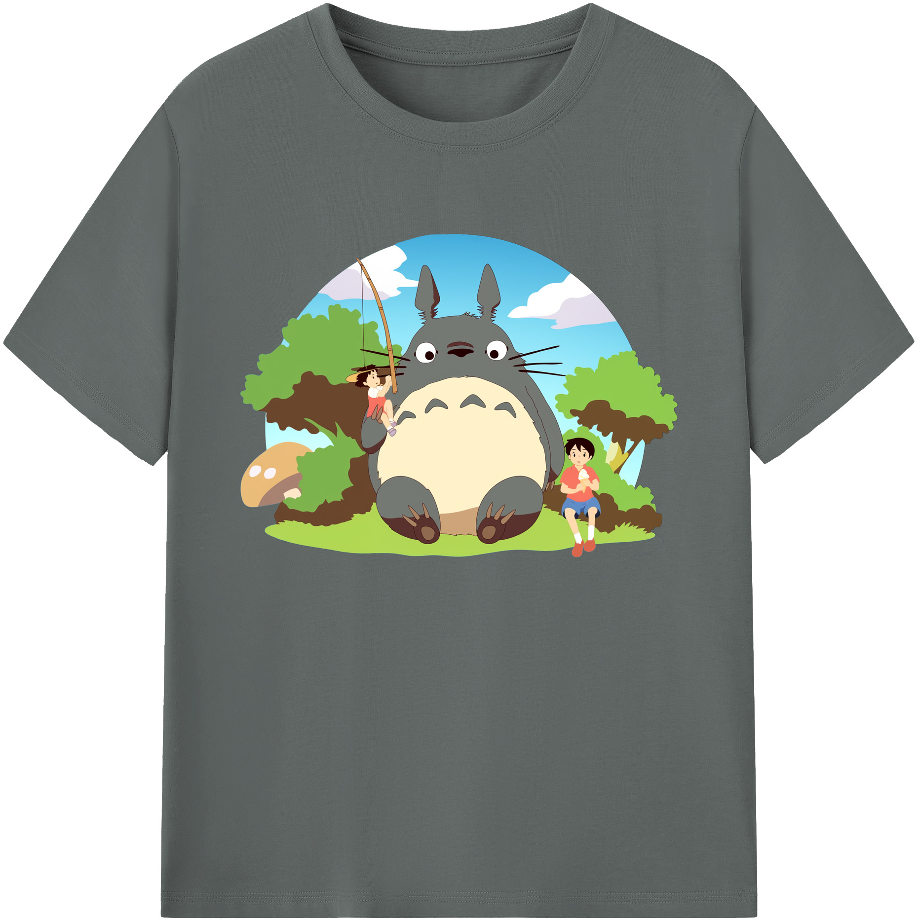 （画像用） となりのトトロ 草壁メイ 草壁サツキ My Neighbor Totoro Satsuki Kusakabe Mei Kusakabe 綿100％ メンズ半袖Tシャツ｜肌触りやわらか＆通気性